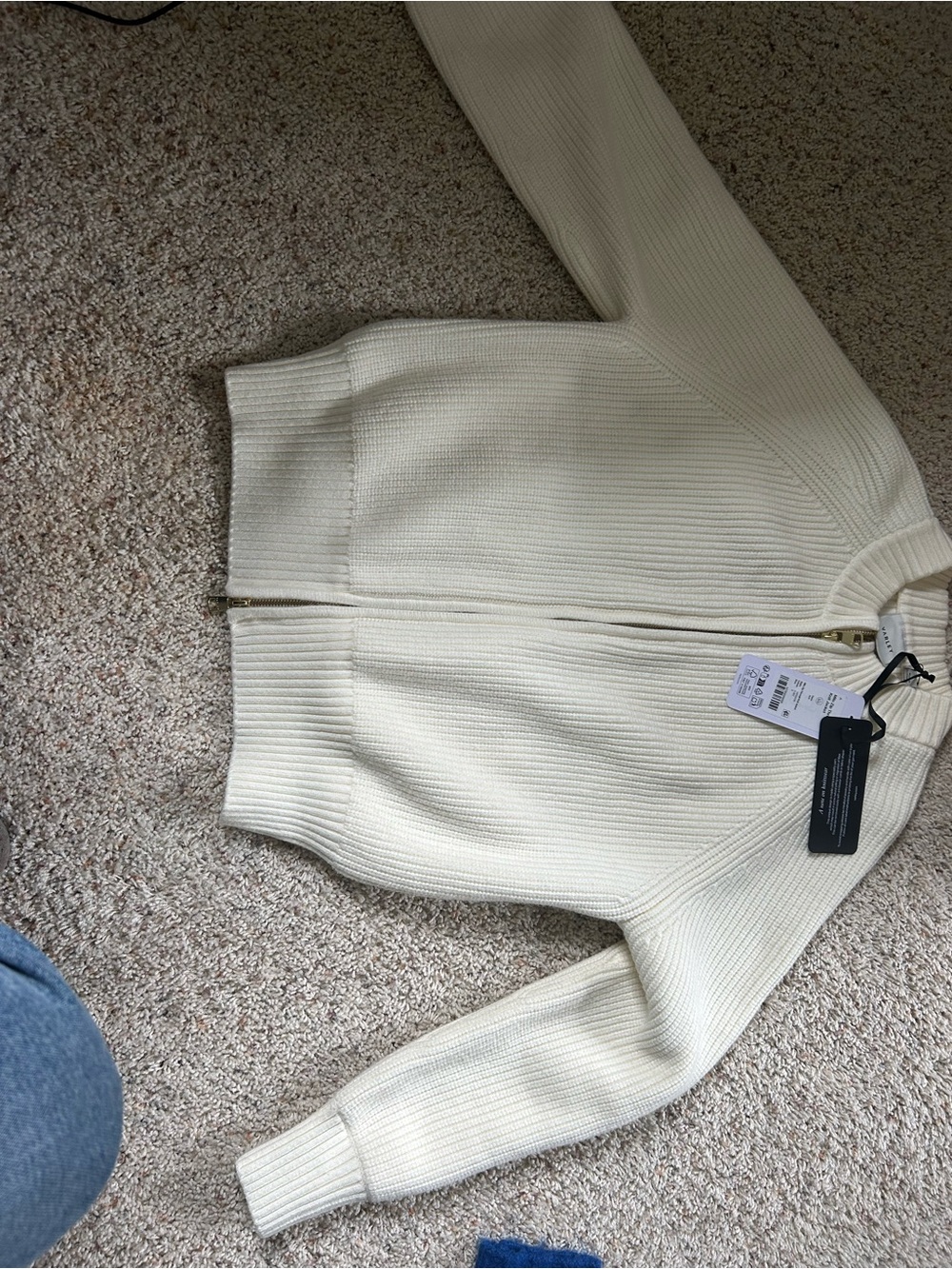 Varley Ivory Ribbed Zip-Up Sweater Jacket - Picture 2 of 6